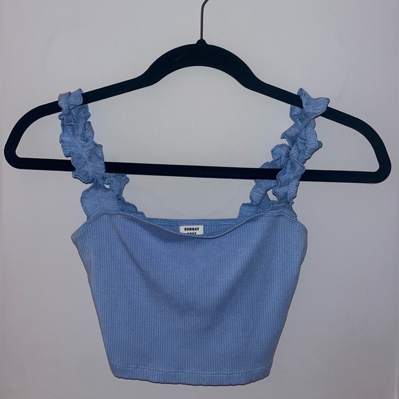 Sunday Best Tops - Light blue, Sunday Best, Ruffle strap tank top. Size small